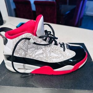 It’s a new Air Jordan Dub zero(GS) size 7 universal color white/true Red-black